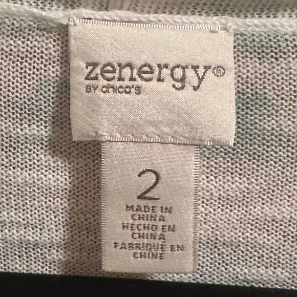 Zenergy by Chico's Size 2 Light Weight Green Tie-dye Cardigan with draping lapel - Picture 3 of 6